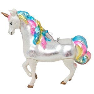 Rainbow Unicorn Glass Ornament - Gift